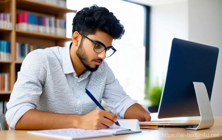 섬유기사 필기시험 대비 전략 - **Prompt 1: Focused Textile Engineering Student in a Modern Study Space**
A highly detailed, rea...