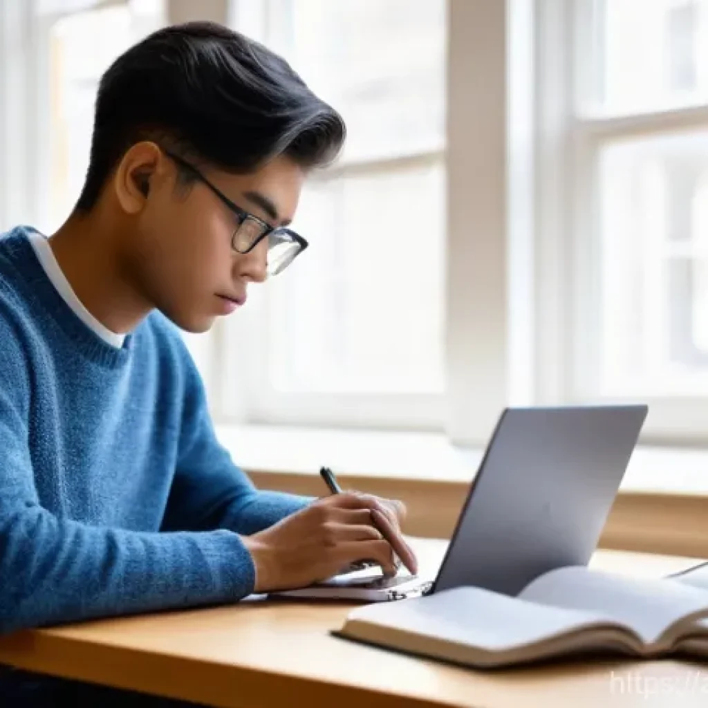 섬유기사 필기시험의 준비 단계 - **Prompt 1: Dedicated Textile Engineering Student in a Study Haven**
"A young adult, either male...