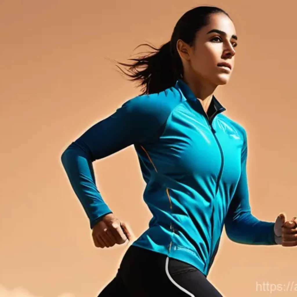 섬유기사 자격증의 중요성 - **Prompt:** A dynamic scene featuring a modern Arab athlete, perhaps a marathon runner or a hiker, f...