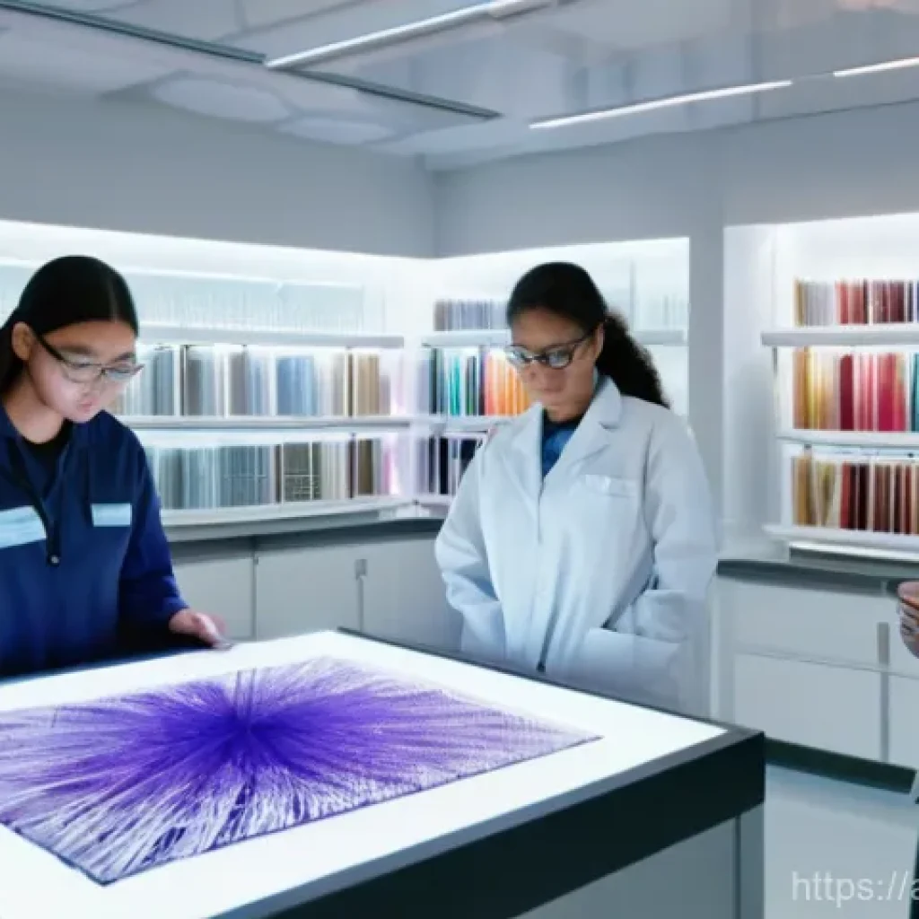 섬유기사 시험 교재 추천 - **Prompt:** "A diverse group of textile engineering students, professionally dressed in lab coats ov...