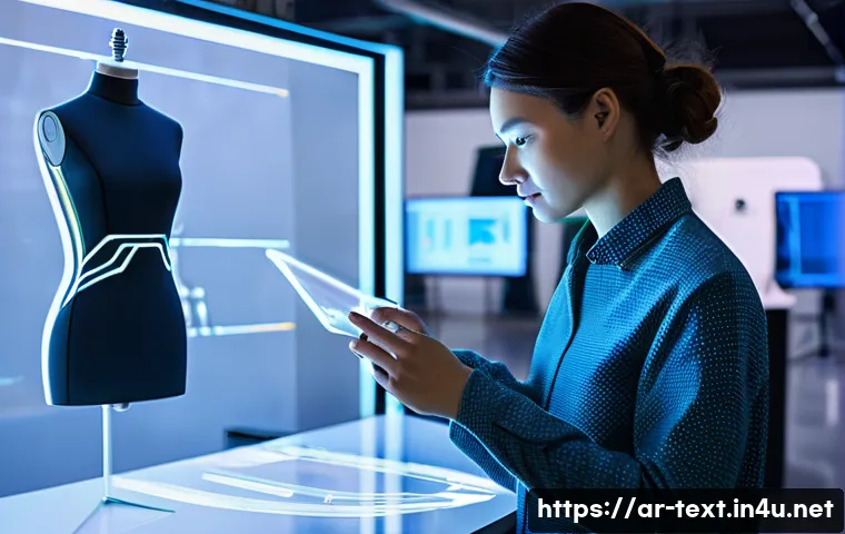 섬유기사와 관련 직업군의 특징 - **Prompt:** A diverse, enthusiastic young textile engineer (male or female) in a bright, futuristic ...