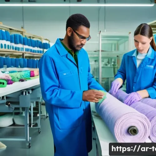 Home 15 섬유기사 실무 경험 공유 - **Prompt for Sustainable Textile Innovation**:
"A vibrant, modern textile research laboratory fi...