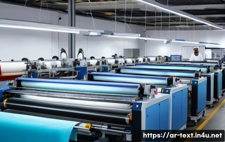 섬유기사 취득 후 경력 개발 - A modern textile workshop in Saudi Arabia featuring skilled Arab technicians operating advanced digi...