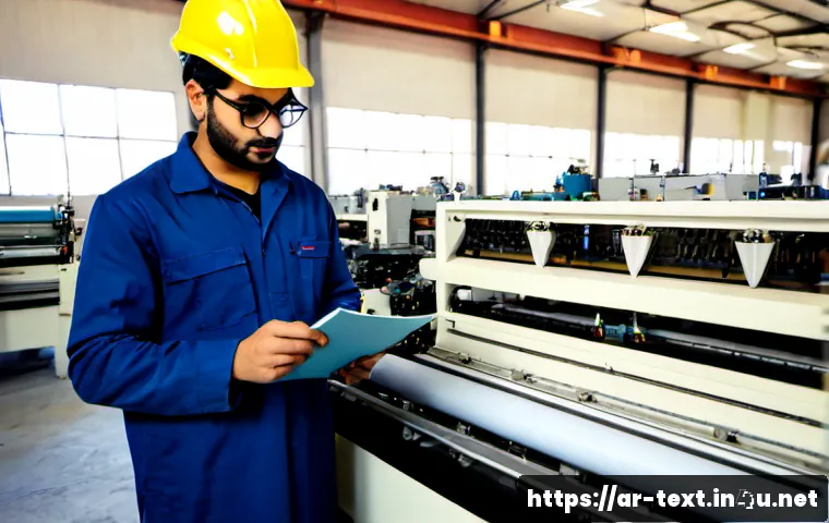 섬유기사 자격증과 관련 직업군의 전망 - Photorealistic modern textile manufacturing facility in an Arab Gulf city, a young Arab textile engi...