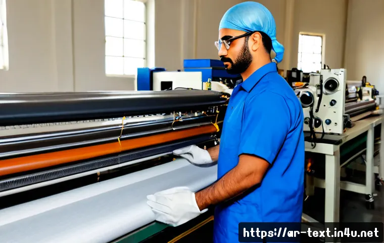 섬유기사 자격증의 가치와 전망 - Photorealistic Arab textile engineer in modest professional workwear and safety glasses, confidently...